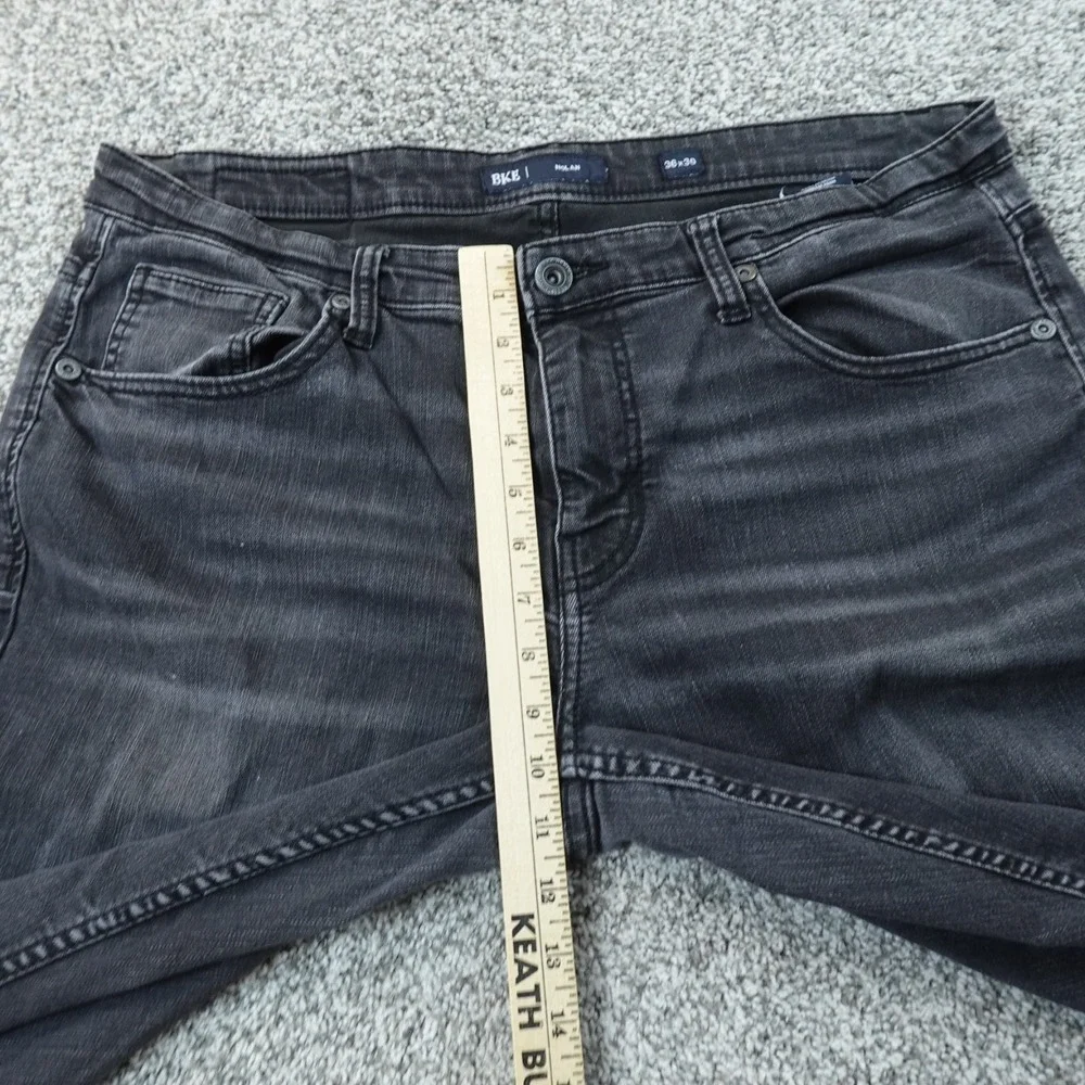 Buckle BKE‎ Jeans Mens 36X30 Dark Black Denim Nolan Straight Stretch Whiskered